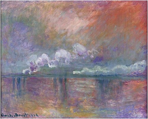 Charing Cross bridge, fumées dans le brouillard, impression