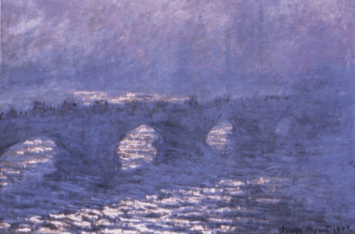 Le pont de Waterloo, effet de soleil dans la brume