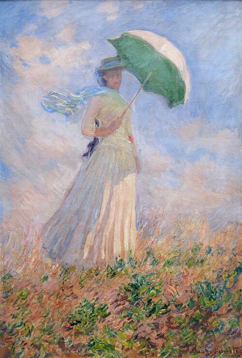 Femme à l'ombrelle tournée vers la droite