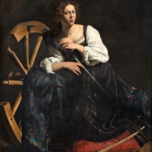 Murdered for her religious beliefs, Saint Catherine of Alexandria was a virgin martyr of the 4th Century. She is depicted here in 1598 by artist Caravaggio | AcademiaAesthetics.com