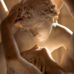 Psyche Revived by Cupid's Kiss is a Neoclassical sculpture by Antonio Canova that captures the moment Cupid's kiss revives the mortal, Psyche, from sleep | Academia Aesthetics