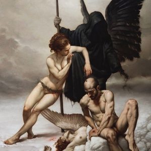 The Angel, the Death, and the Devil by Roberto Ferri is held in private collection. His art can be found in the UK, Spain, USA, France, Italy, UAE, and more | Academia Aesthetics